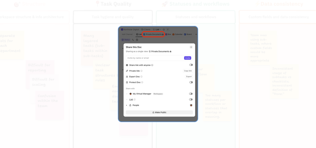 How to Manage Private and Public Docs in ClickUp Without Creating a Messy Workspace